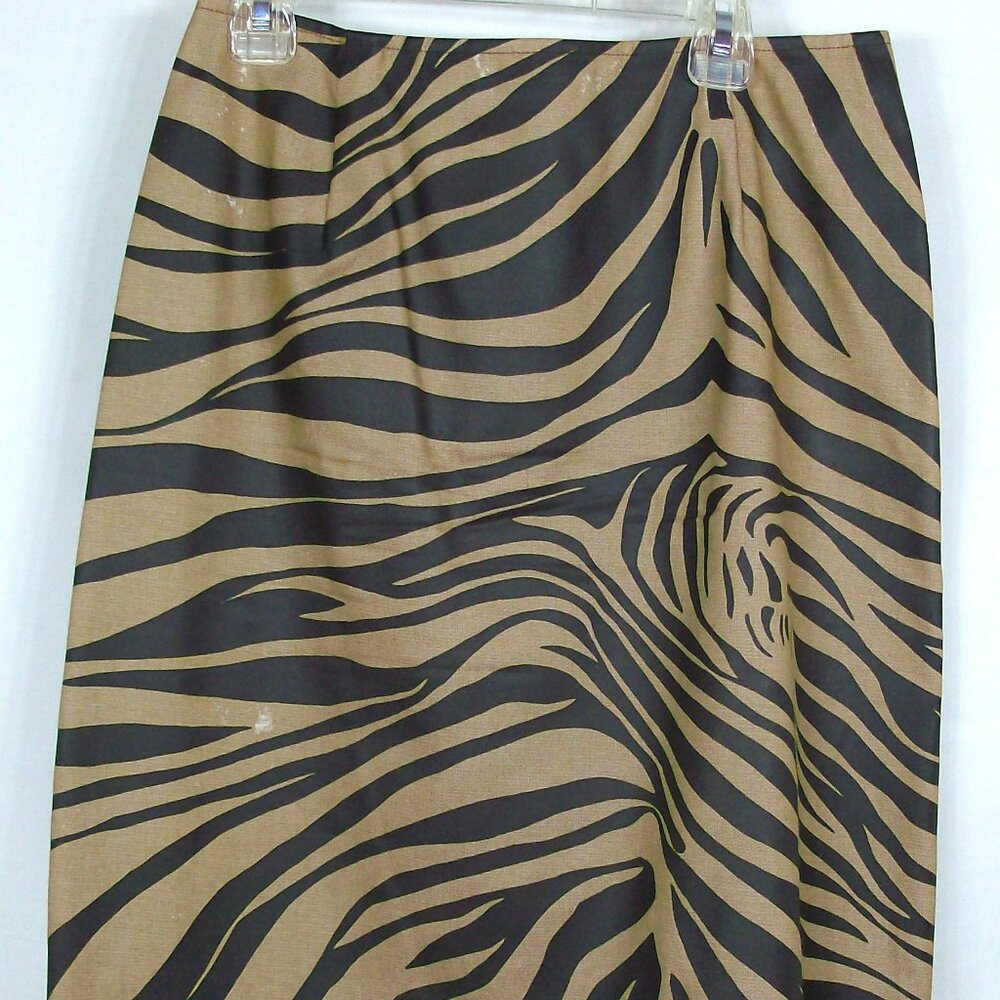 Oscar de la Renta Brown/Tan Zebra print lined skirt Size 6